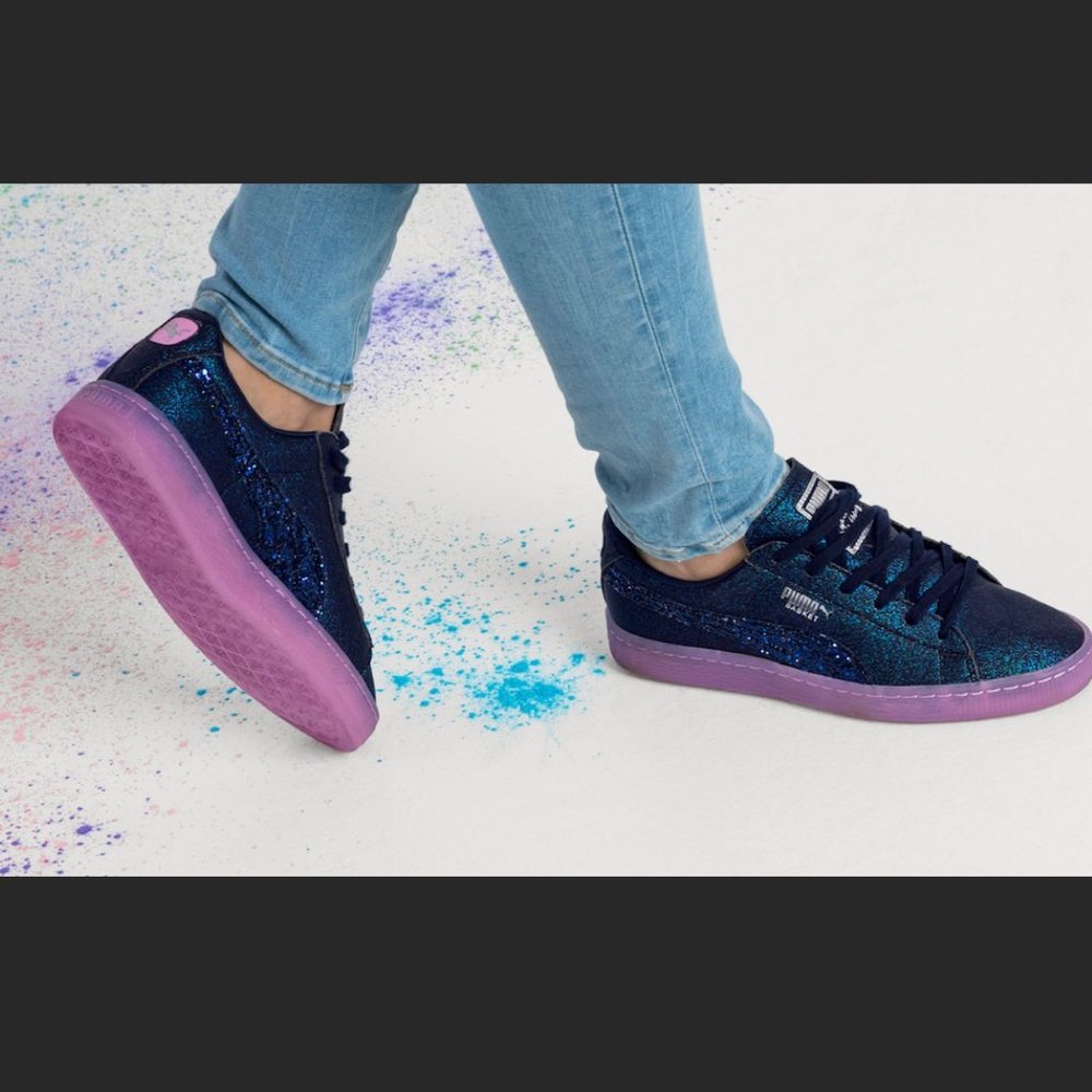 Puma x Sophia Webster Basket Glitter Princess Total Eclipse Womens 11 Sneakers